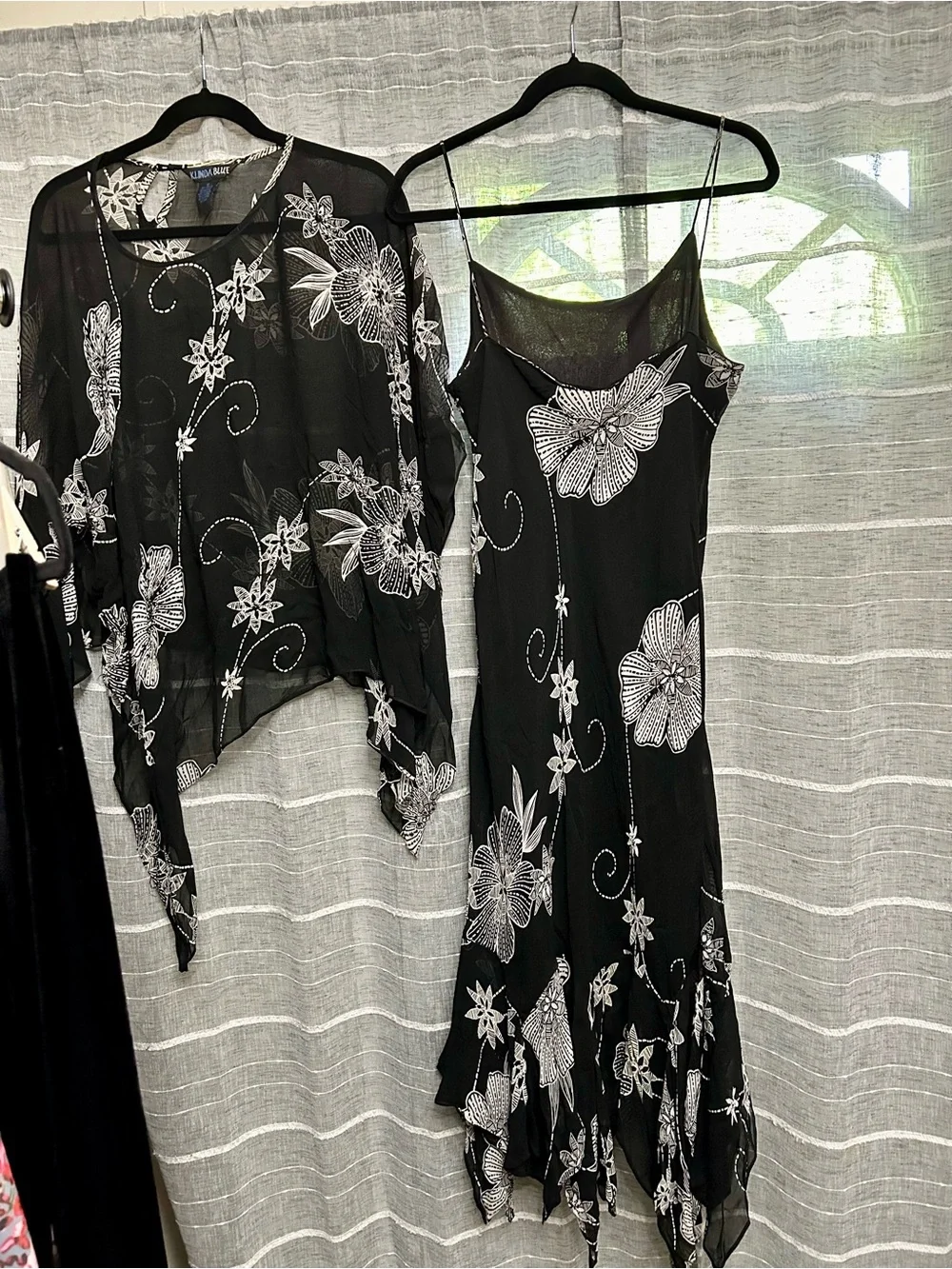 Black Floral Chiffon Maxi Dress with Sheer Overlay